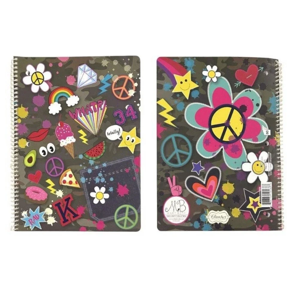 4x Decorative Spiral Notebooks -Fearless Female and Peace Sign